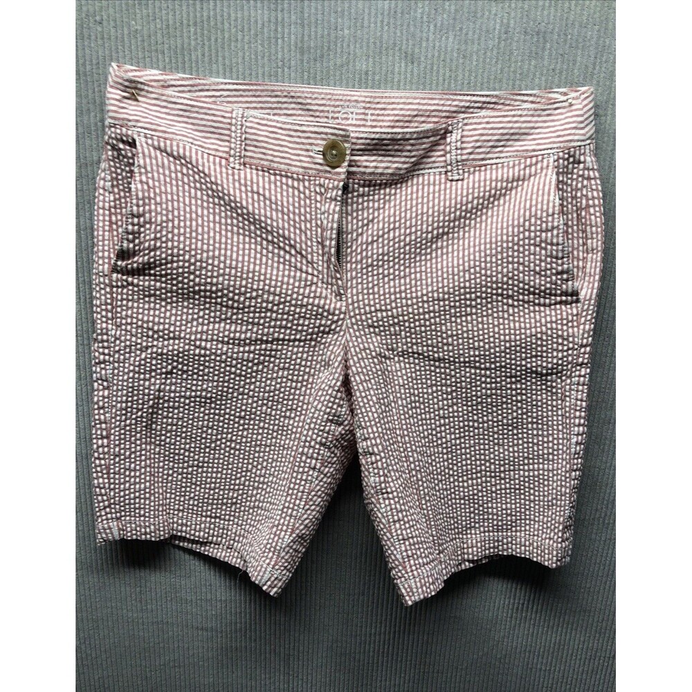 Ann Taylor Loft Shorts Size 6 Original Red White Striped Pockets Crinkle